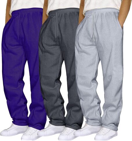Aniywn Baggy Sweatpants for Men 3 Pack Mens Athletic Sweatpants with Pockets Casual Trousers Workout Gym Joggers Sweatpants in Saudi Arabia
