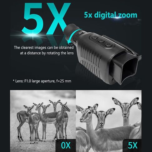 Night Vision Monocular with Card Reader 64GB Memory Card IP54 Waterproof 7 Levels Infrared Adjustable Night Vision Device in Saudi Arabia