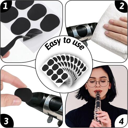 80 Pcs Saxophone Mouthpiece Pads, 0.8mm Thick Clarinet Mouthpiece Pad Clarinet Pads for Beginners and Professional Musicians Black in Kuwait