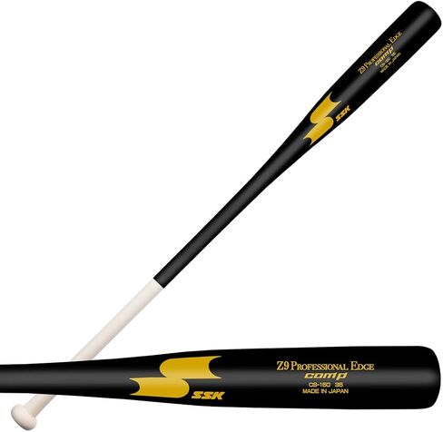 SSK Z9 Professional Edge Comp Coaches Wood Fungo Bat 33" 35" 37" - Baseball & Softball – 22+ Colors - 60 Day Warranty (35", Natural/Black/Yellow) in Saudi Arabia