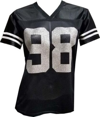 Generic Custom Womens Blinged Football Black/Silver Mesh Jersey, MAXX Crosby Size XL X-Large in Saudi Arabia