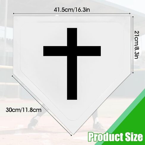 Eyourlife Baseball Home Plate قواعد البيسبول رمي وضرب حصيرة ممارسة لميدان الكرة اللينة منطقة الضربة Kickball التدريب في الفناء الخلفي في الهواء الطلق للاعبين الكبار والمدربين 16.3 "مطاط (أبيض) in Kuwait