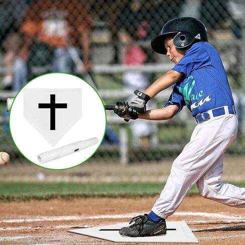 Eyourlife Baseball Home Plate قواعد البيسبول رمي وضرب حصيرة ممارسة لميدان الكرة اللينة منطقة الضربة Kickball التدريب في الفناء الخلفي في الهواء الطلق للاعبين الكبار والمدربين 16.3 "مطاط (أبيض) in Kuwait