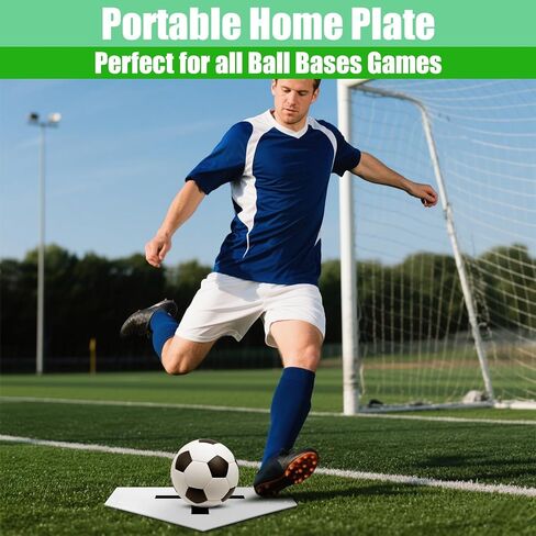 Eyourlife Baseball Home Plate قواعد البيسبول رمي وضرب حصيرة ممارسة لميدان الكرة اللينة منطقة الضربة Kickball التدريب في الفناء الخلفي في الهواء الطلق للاعبين الكبار والمدربين 16.3 "مطاط (أبيض) in Kuwait