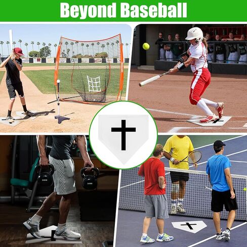 Eyourlife Baseball Home Plate قواعد البيسبول رمي وضرب حصيرة ممارسة لميدان الكرة اللينة منطقة الضربة Kickball التدريب في الفناء الخلفي في الهواء الطلق للاعبين الكبار والمدربين 16.3 "مطاط (أبيض) in Kuwait