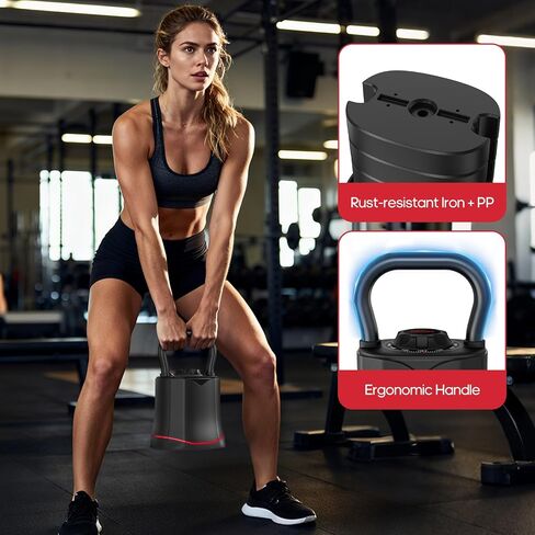 ERGOLIFE 6.5LB-40LB Adjustable Kettlebell Set, 6-in-1 Quick Weight Change, Space-Saving Weight Set for Home Gym Strength Training for Men and Women (Black) in Saudi Arabia