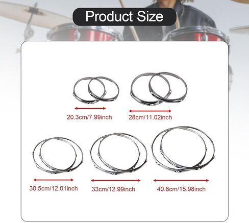 Bass Drum Hoops Snare Drum Batter 6 Hole Spare Part Percussion Instrument Components Practical Repair DIY for Upper and Lower- 11 inch in Kuwait