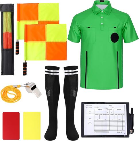 Soccer Referee Kit, 6 Pcs Soccer Referee Shirt Jersey Umpire Uniform Football Referee Costume for Adult Teenager in Saudi Arabia