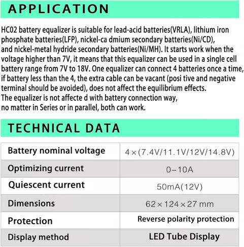 معادل بطارية HC02 لبطاريات 4 × 12 فولت موازن الجهد النشط بطارية الرصاص الحمضية ليثيوم أيون LiFePO4 in Kuwait