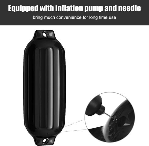 Goplus 4 Pack Marine Boat Fenders, 23" X 6.5"/ 27" X 8.5" Ribbed Twin Eyes Boat Fender with 4 Ropes & 1 Air Pump, Various Sizes & Colors, Vinyl Inflatable Boat Bumpers for Docking Pontoon Boats in Saudi Arabia