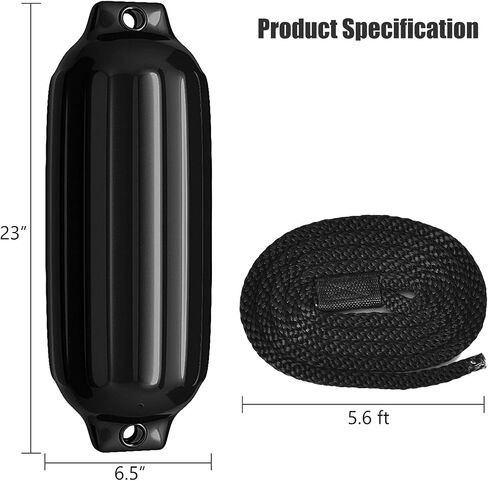 Goplus 4 Pack Marine Boat Fenders, 23" X 6.5"/ 27" X 8.5" Ribbed Twin Eyes Boat Fender with 4 Ropes & 1 Air Pump, Various Sizes & Colors, Vinyl Inflatable Boat Bumpers for Docking Pontoon Boats in Saudi Arabia