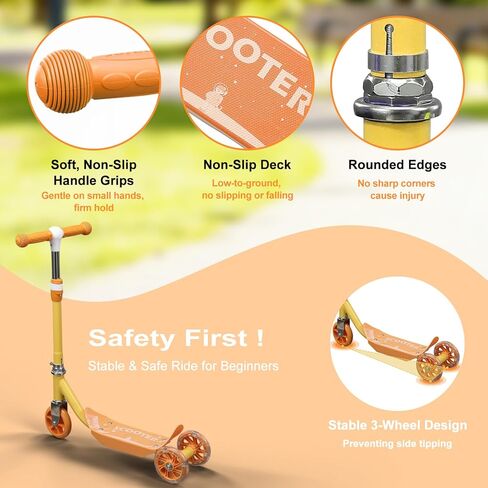 سكوتر الأطفال: سكوترات ذات 3 عجلات مضاءة بإضاءة LED للأطفال 2-5،3 مقود ارتفاع قابل للتعديل، سطح مضاد للانزلاق، سكوترات معدنية شديدة التحمل للأولاد والبنات الذين تتراوح أعمارهم بين 3-5 سنوات، حتى 110 رطل، سكوتر ركلة للأطفال الصغار 2 سنة in Kuwait
