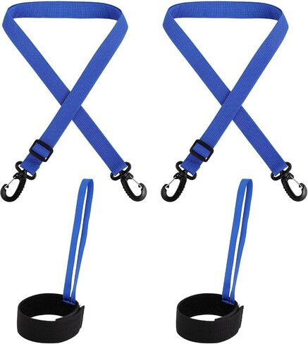 4pcs Ski Boot Carrier Strap with Sport Glove Strap, Adjustable Ski Glove Wrist Leash Elastic Snowboard Boot Portable Accessory for Winter Sport (Blue) in Saudi Arabia