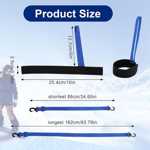 4pcs Ski Boot Carrier Strap with Sport Glove Strap, Adjustable Ski Glove Wrist Leash Elastic Snowboard Boot Portable Accessory for Winter Sport (Blue) in Saudi Arabia