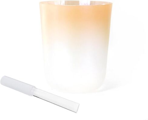 8 Inch Alchemy Crystal Singing Bowl Orange Gradient, Chakra Bowl Sound Bowl, Gift For Yoga Meditation & Sound Healing, With Free Acrylic Striker & O-ring(C Note) in Kuwait