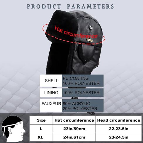 قبعة صياد جلدية شتوية للجنسين مع طلاء من البولي يوريثان للصيد والتزلج والأنشطة الخارجية الشتوية in Kuwait