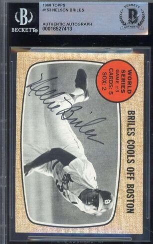 Nelson Briles Beckett BAS Signed 1968 Topps 1967 World Series Autograph - Baseball Slabbed Autographed Cards in Saudi Arabia