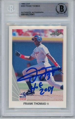 Frank Thomas Autographed/Signed 1990 Leaf 300 Trading Card HOF Beckett 47167 - MLB Autographed Baseball Cards in Saudi Arabia