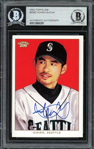 Ichiro Suzuki Autographed 2002 Topps 206 Card #256C Seattle Mariners Beckett BAS Stock #191251 - Baseball Slabbed Autographed Cards in Saudi Arabia