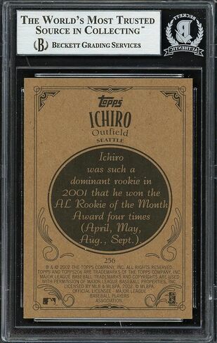 Ichiro Suzuki Autographed 2002 Topps 206 Card #256C Seattle Mariners Beckett BAS Stock #191251 - Baseball Slabbed Autographed Cards in Saudi Arabia