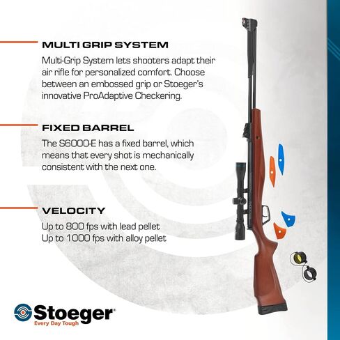 مجموعة Stoeger S6000-E - عيار 22 - خشب صلب مع مشاهد من الألياف الضوئية ومنظار 4 × 32 in Kuwait
