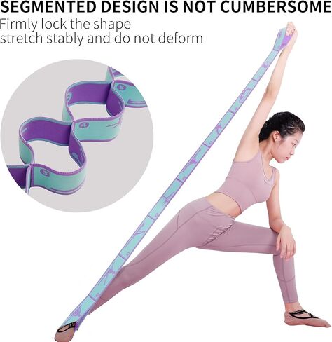 Elastic Yoga Stretching Strap Pattern Guide with 9 Loops, Stretch Strap for Ballet, Leg, Body, Stretch Band for Physical Therapy, Dance, Pilates, Gymnastics in Saudi Arabia