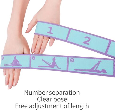 Elastic Yoga Stretching Strap Pattern Guide with 9 Loops, Stretch Strap for Ballet, Leg, Body, Stretch Band for Physical Therapy, Dance, Pilates, Gymnastics in Saudi Arabia