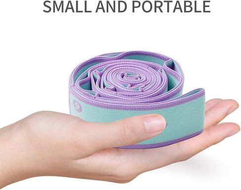 Elastic Yoga Stretching Strap Pattern Guide with 9 Loops, Stretch Strap for Ballet, Leg, Body, Stretch Band for Physical Therapy, Dance, Pilates, Gymnastics in Saudi Arabia