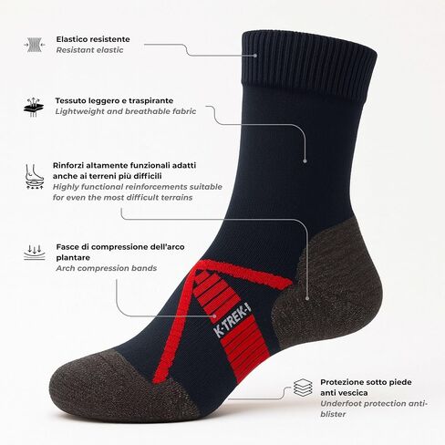 Kaiera - Trek Light – 3-Pack Lightweight Merino Wool Hiking Socks, Made in Italy, Breathable, Ultra Comfortable & Soft in Saudi Arabia