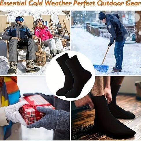 3 Pairs Black Socks for Men Thermal Socks for Men Extreme Cold Weather, Black Sock with Elastic Ribbed Cuff, Machine Washable for Extreme Cold Weather Outdoor Sports in Saudi Arabia