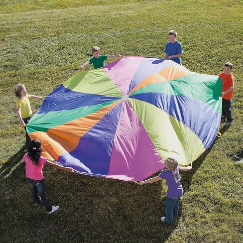 Fun Express 12 Foot Super Sturdy Parachute - Ideal for Kids' Outdoor Play, Recess, and PE Activities, Durable and Fun for All Ages in Saudi Arabia