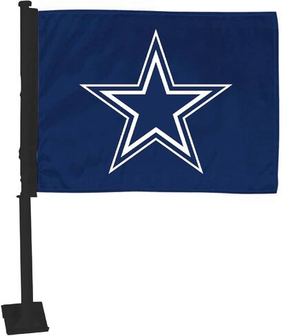 FANMATS NFL - علم سيارة دالاس كاوبويز قطعة واحدة مع عمود أسود | أزرق | 11 × 14 بوصة | شعار رعاة البقر الأساسي in Saudi Arabia