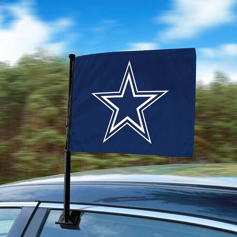 FANMATS NFL - علم سيارة دالاس كاوبويز قطعة واحدة مع عمود أسود | أزرق | 11 × 14 بوصة | شعار رعاة البقر الأساسي in Saudi Arabia
