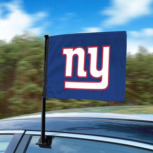 FANMATS NFL - علم سيارة نيويورك جاينتس قطعة واحدة مع عمود أسود | أزرق | 11 × 14 بوصة | شعار العمالقة الأساسي in Saudi Arabia