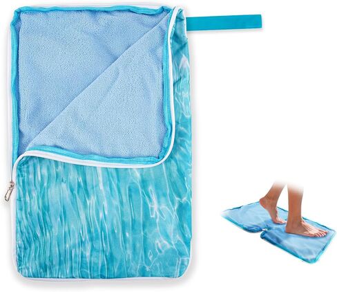 Waterproof Embedded Towel Wet Dry Bag, Oxford Cloth Zipper Design Portable Wet Bag for Swimsuit, Reusable Wet Clothes Bag With Towel, Swimming Bag for Pool Beach Gym Travel Essential in Saudi Arabia