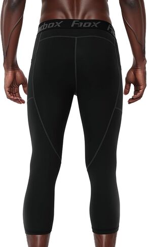 Men's Compression Pants 3/4 Base Layer 2pack Dry Cool Running Workout Athletic Sports Active Tights Leggings in Saudi Arabia