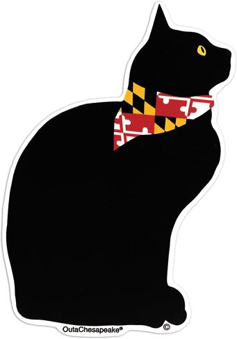 Maryland Cat with Flag Bandana Sticker (Black) in Saudi Arabia