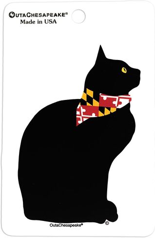 Maryland Cat with Flag Bandana Sticker (Black) in Saudi Arabia