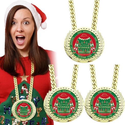 Ugly Sweater Awards 6 x 5.2 Inches Christmas Ugly Sweater Trophy Christmas Contest Award Medals for Women Men Family Xmas Party Decoration Prize Gift in Saudi Arabia
