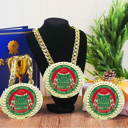 Ugly Sweater Awards 6 x 5.2 Inches Christmas Ugly Sweater Trophy Christmas Contest Award Medals for Women Men Family Xmas Party Decoration Prize Gift in Saudi Arabia