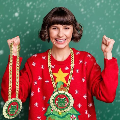 Ugly Sweater Awards 6 x 5.2 Inches Christmas Ugly Sweater Trophy Christmas Contest Award Medals for Women Men Family Xmas Party Decoration Prize Gift in Saudi Arabia