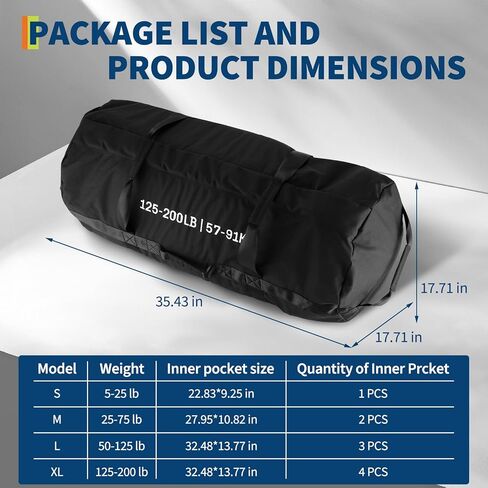 Garvee Sandbag for Fitness Weights Training,5-200 LBS Adjustable Weighted SandBag for Strength Powerlifting Running Home Gym Exercise,Black in Saudi Arabia