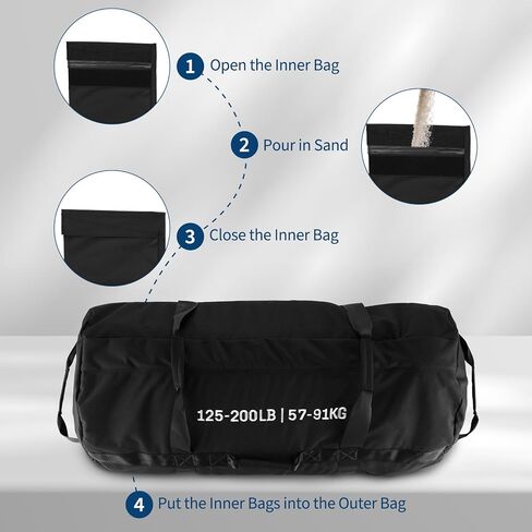 Garvee Sandbag for Fitness Weights Training,5-200 LBS Adjustable Weighted SandBag for Strength Powerlifting Running Home Gym Exercise,Black in Saudi Arabia