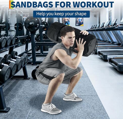 Garvee Sandbag for Fitness Weights Training,5-200 LBS Adjustable Weighted SandBag for Strength Powerlifting Running Home Gym Exercise,Black in Saudi Arabia