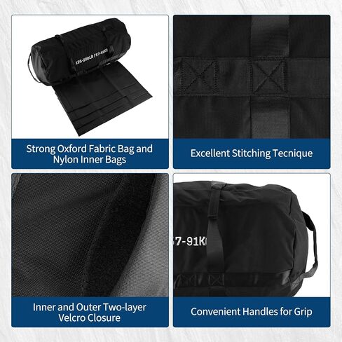 Garvee Sandbag for Fitness Weights Training,5-200 LBS Adjustable Weighted SandBag for Strength Powerlifting Running Home Gym Exercise,Black in Saudi Arabia
