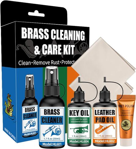 Brass Instrument Maintenance Cleaner for Trumpet Saxophone Horn Care Kit Key Oil Leather Pad Oil Polish and Cleaner for All Brass Instrument in Saudi Arabia
