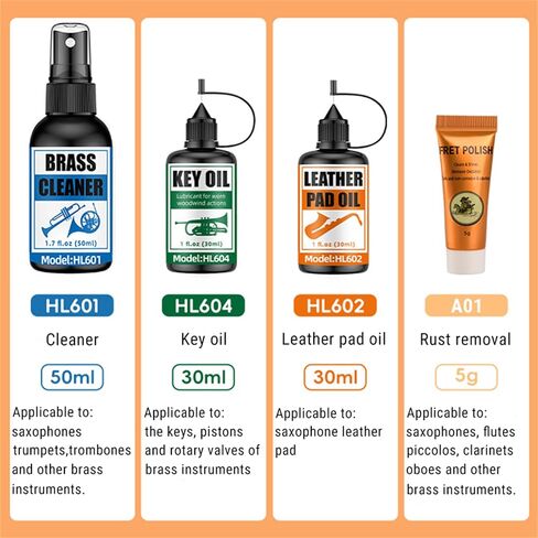 Brass Instrument Maintenance Cleaner for Trumpet Saxophone Horn Care Kit Key Oil Leather Pad Oil Polish and Cleaner for All Brass Instrument in Saudi Arabia