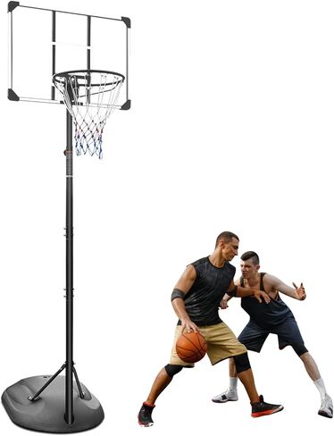 MIUDGIG 7.5-9.2ft طوق وأهداف كرة السلة المحمولة، نظام هدف كرة السلة بارتفاع قابل للتعديل، حامل طوق كرة السلة مع لوحة خلفية مقاومة للكسر مقاس 32 بوصة وحافة 17 بوصة للشباب/الكبار، داخلي/خارجي in Kuwait