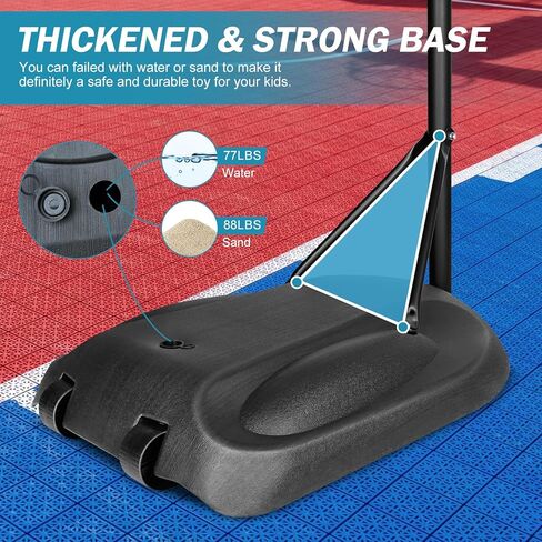 MIUDGIG 7.5-9.2ft طوق وأهداف كرة السلة المحمولة، نظام هدف كرة السلة بارتفاع قابل للتعديل، حامل طوق كرة السلة مع لوحة خلفية مقاومة للكسر مقاس 32 بوصة وحافة 17 بوصة للشباب/الكبار، داخلي/خارجي in Kuwait