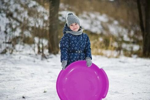 Superio Round Snow Saucer Sled- 24" Plastic Disc Sled for Kids and Adults- Heavy Duty Sled with Handles for Downhill Sledding, Winter Outdoor Sports in Kuwait